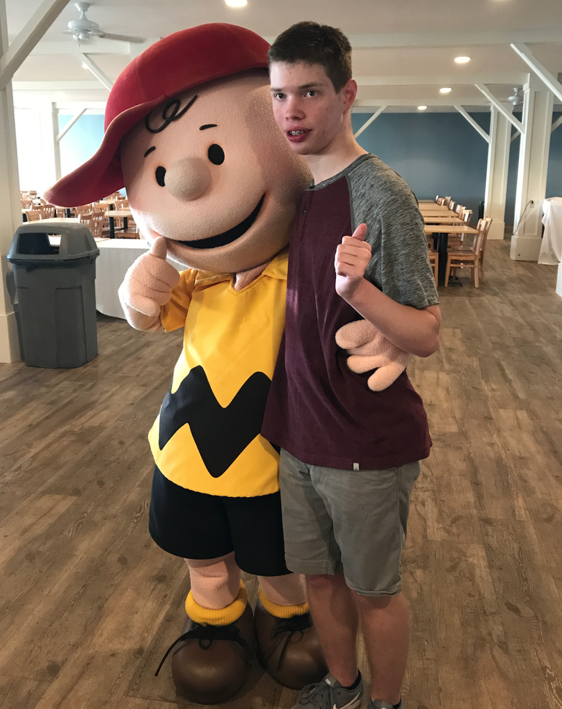 Cobe with Charlie Brown at Cedar Point